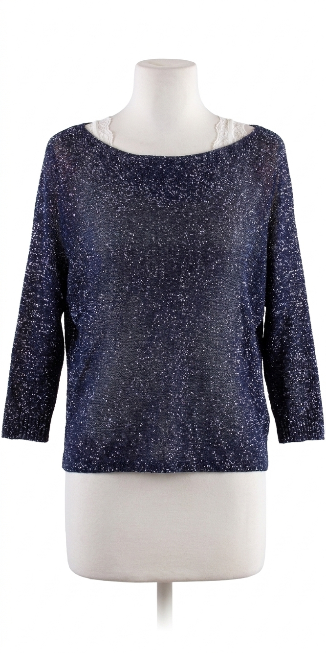 NEW GIGI MODA aliocha sparkle light knit top in navy